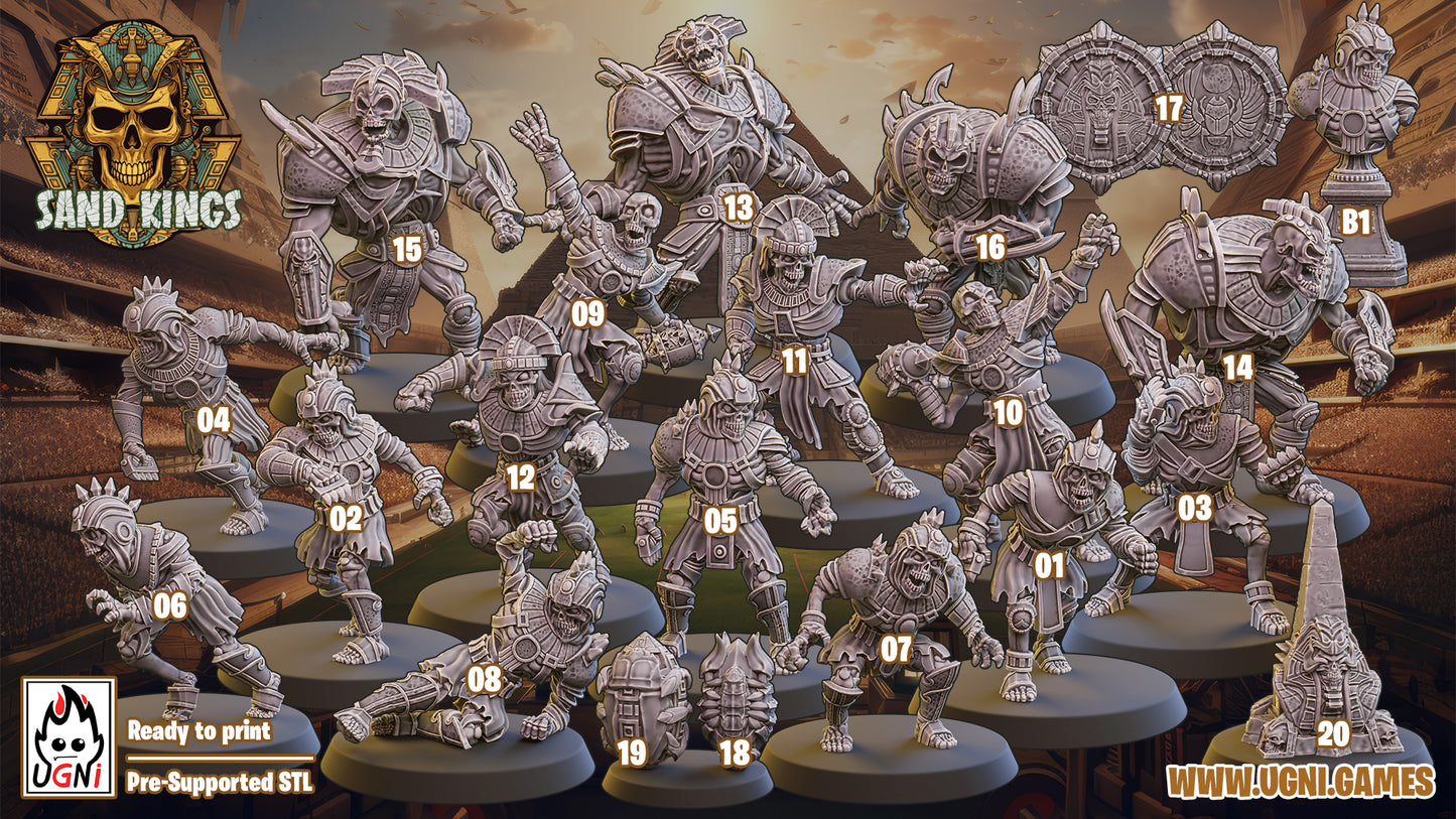 3d Printed Miniature - Tomb kings / Sand Kings Bloodbowl squad UGNI BB103