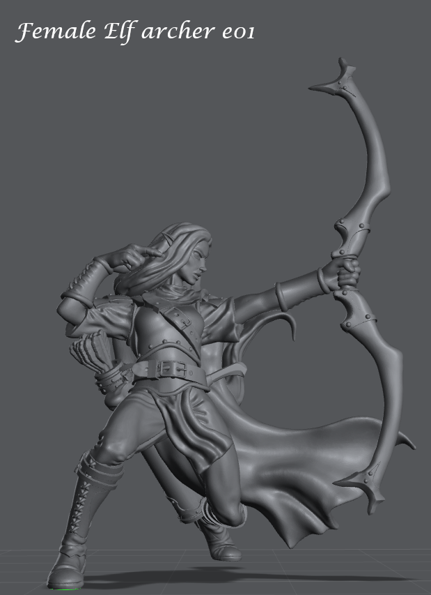 3d Printed Miniature - female elf archer 28mm scale