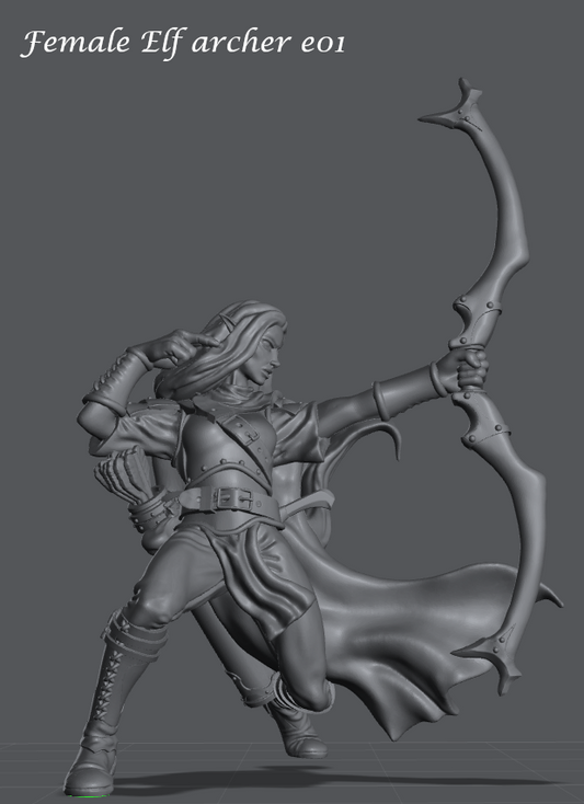 3d Printed Miniature - female elf archer 28mm scale