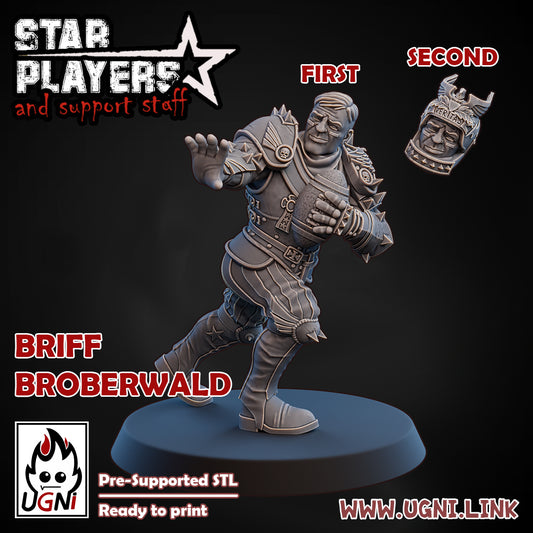 3d Printed Miniature - Bloodbowl star player Briff Broberwald (Bob Bifford)