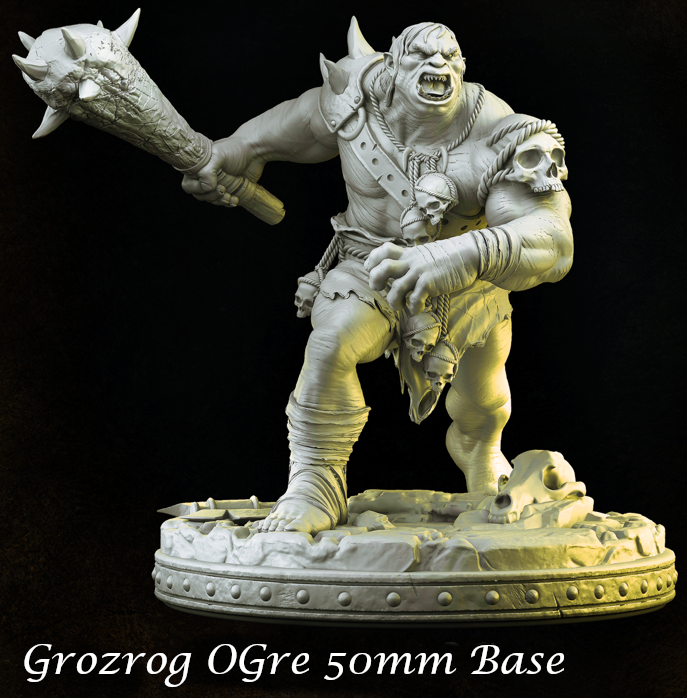 3d Printed Grozrog Ogre 50mm Base