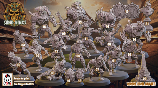 3d Printed Miniature - Tomb kings / Sand Kings Bloodbowl squad UGNI BB103