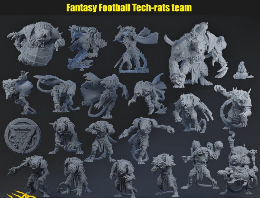 Tech-rats (skaven) Bloodbowl team (19 figures inc star players) BB110