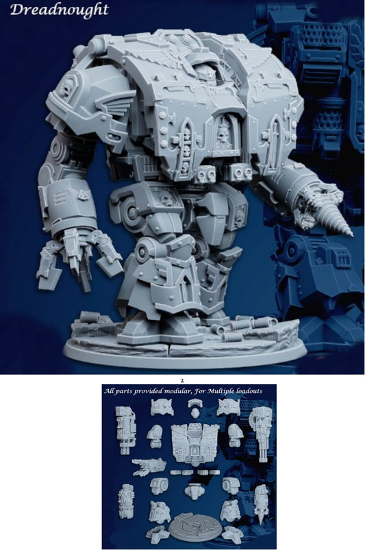 Dreadnought approx 100mm tall 80mm base , modular model supplied with 5 weapon options HB005