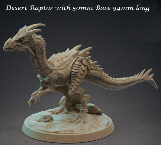 3d Printed Miniature - Desert raptor (50mm base , 94 mm long)