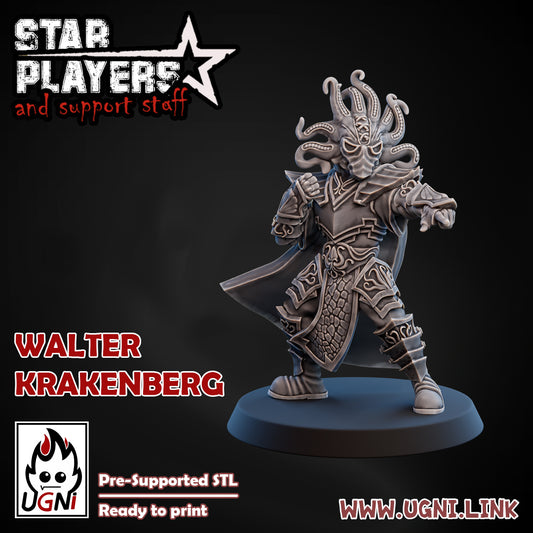 3d Printed Miniature - Bloodbowl starplayer walter krakenberg (kiroth krackeneye)  28mm scale